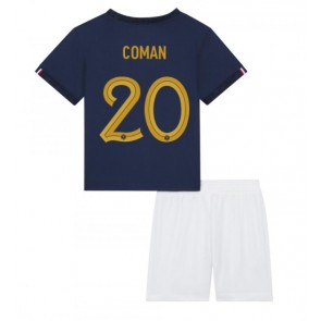 Maillot de foot France Kingsley Coman #20 Domicile enfant Monde 2022 Manches Courte (+ pantalon court)